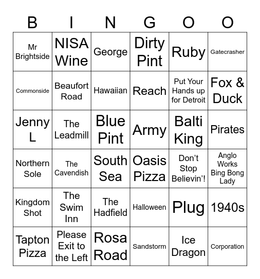 Barmy Bingo Army Bingo Card