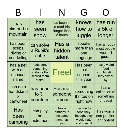 ECO-GATORS Bingo Card