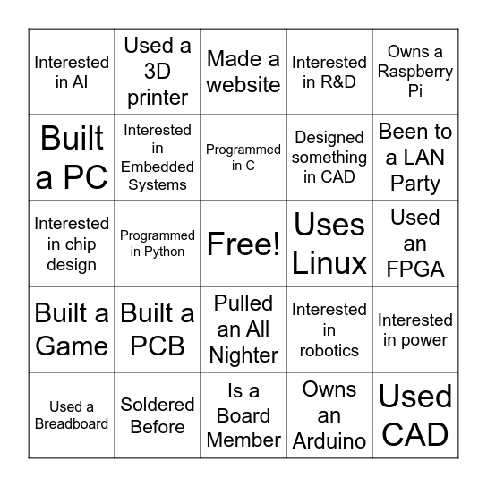 Find Someone Who Bingo Card