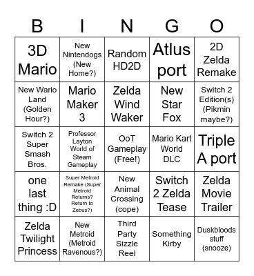 September Double Direct Bingo Card