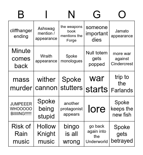 wtf is spoke even gonna do now Bingo Card