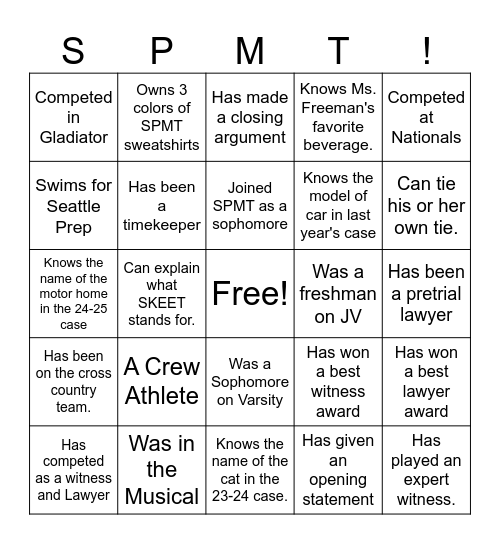 SPMT Bingo Card