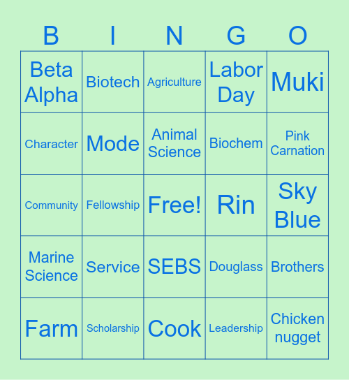 AZ Bingo Card