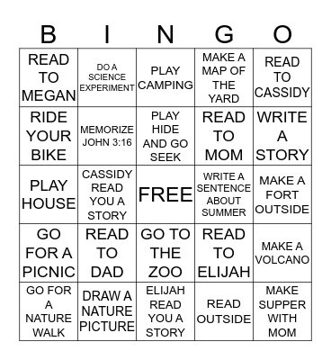 SUMMER BINGO Card