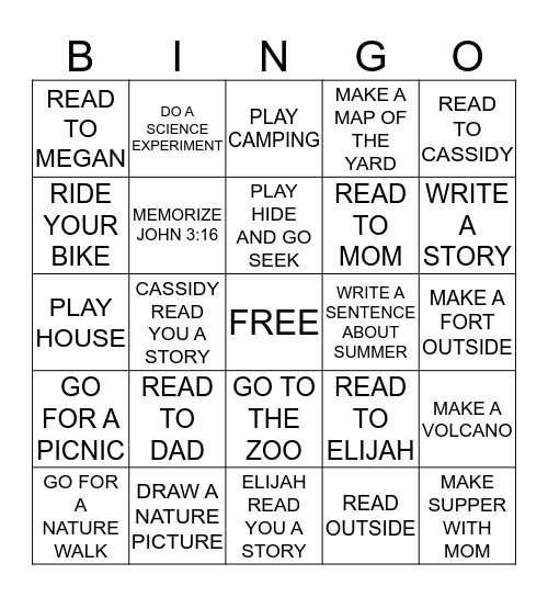 SUMMER BINGO Card