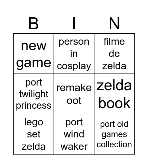 Zelda bingo Card