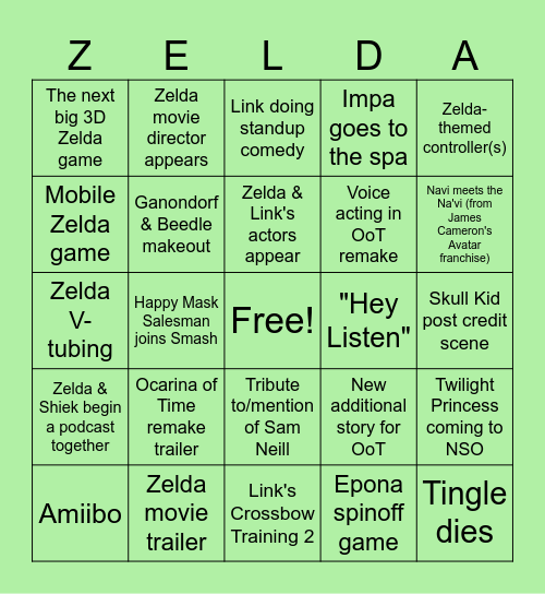 Zelda Direct Bingo Card
