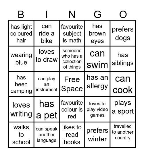 Welcome BINGO Card