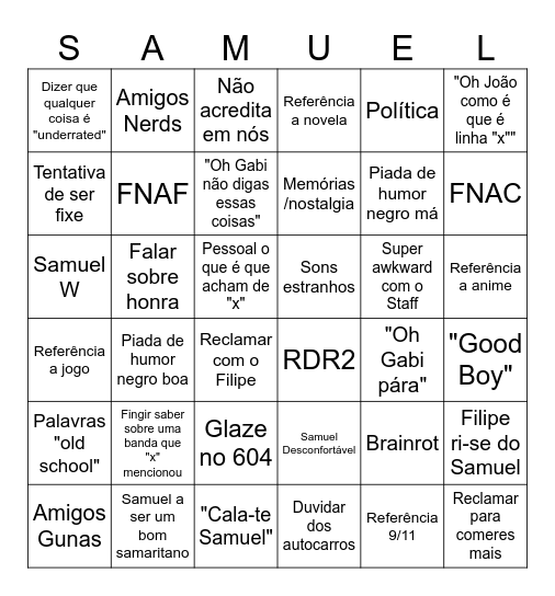 Samuel Bingo 9/11 Bingo Card