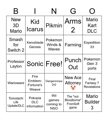 September 2026 Direct predictions Bingo Card