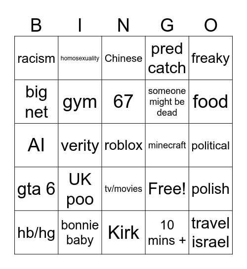 insta bingo Card