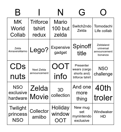 Zelma Bingo Card