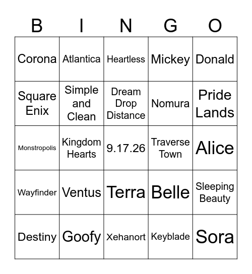 Dearly Beloved Bingo Card