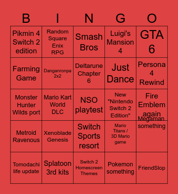 Nintendo General Direct 9/9/26 Bingo Card