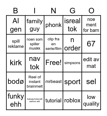 reel bingo Card