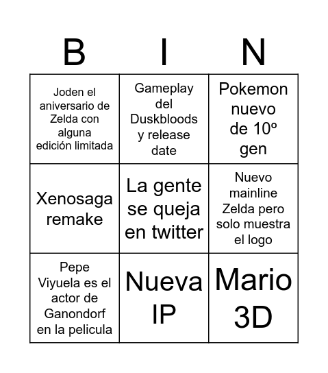 Predicciones direct Sept 2026 Bingo Card