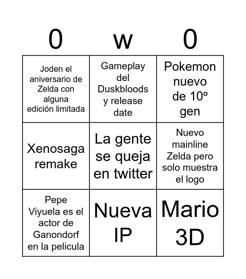 Predicciones direct Sept 2026 Bingo Card