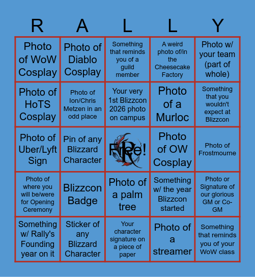 10th Anniversary/Blizzcon Bingo Card