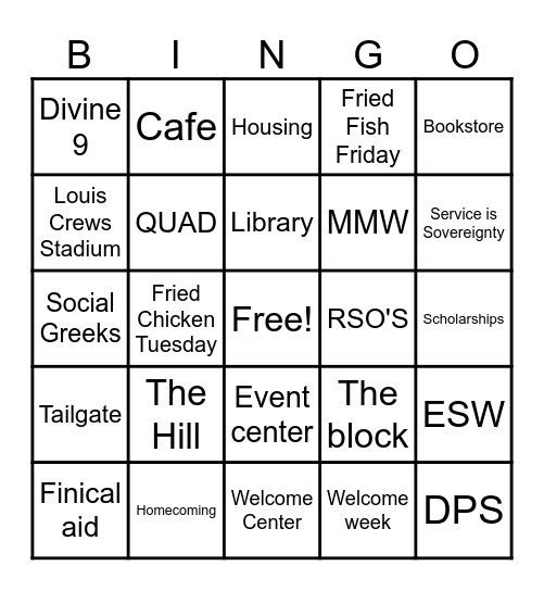 PAA Bingo Card
