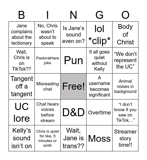 Sonderverse Bingo Card