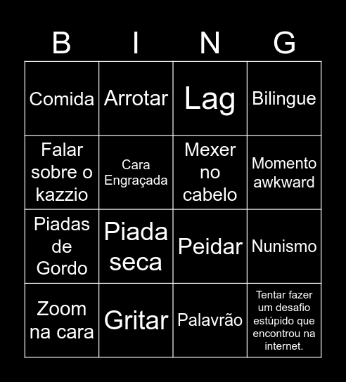 Wuant Bingo Card