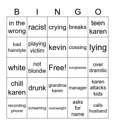 karen Bingo Card