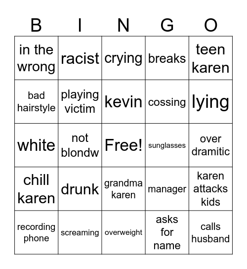 karen Bingo Card