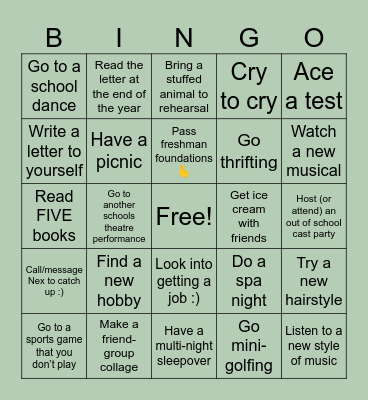 Freshman Year‼️ Bingo Card