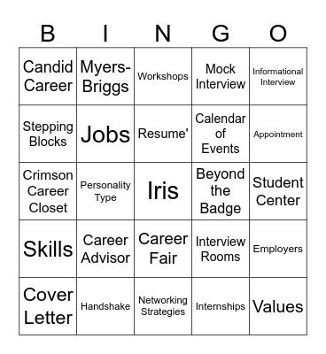 Career Center BINGO Card