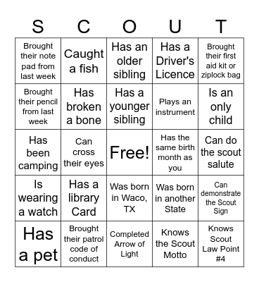 Find Someone Who...? Bingo Card
