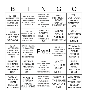 STAR TREK 60 YEARS Bingo Card