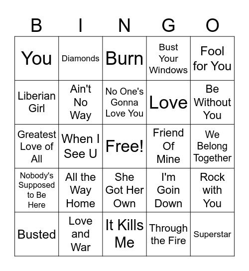 Just Hollering Bingo Card