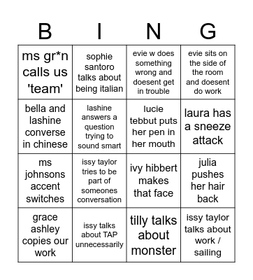 Nona Bingo Common 3 Bingo Card