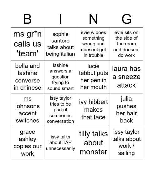 Nona Bingo Common 3 Bingo Card