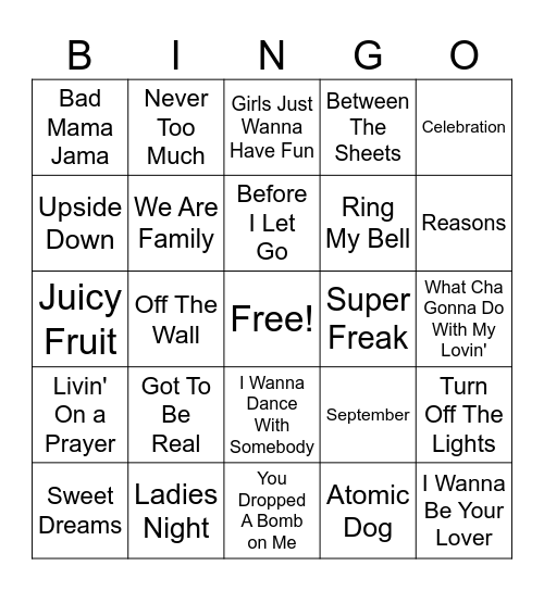 Old School Joints Bingo Card