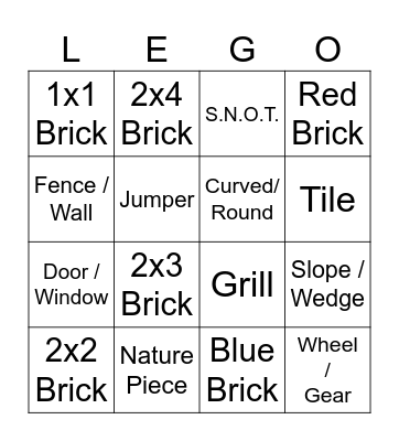 Lego Bingo Card