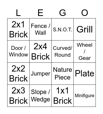 Lego Bingo Card
