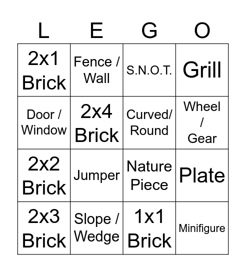 Lego Bingo Card