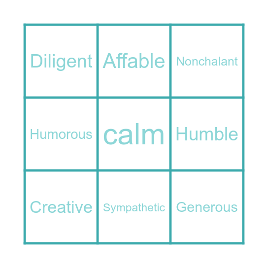 Personal Descriptions Bingo Card
