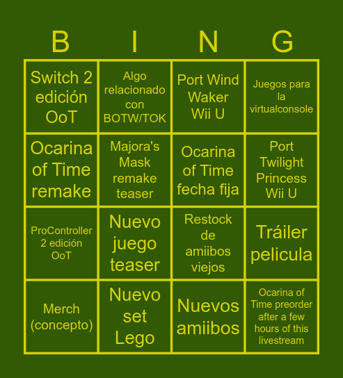Zelda Direct (08/09) Bingo Card