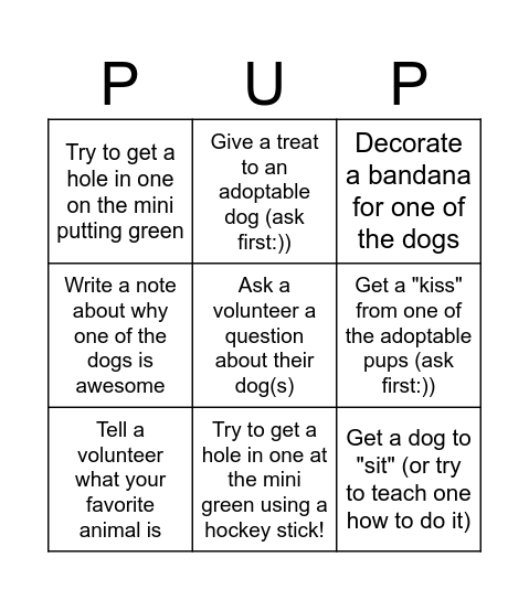 Bingo for OPARI kids! Bingo Card