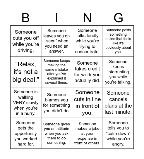 Hot Button Bingo Card