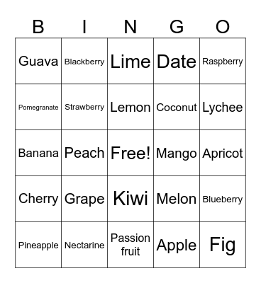 Garden Party Bingo Card
