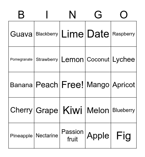 Garden Party Bingo Card