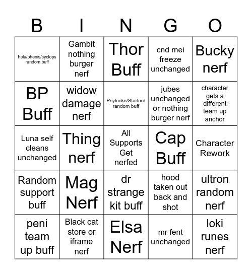 Dev Vision Bingo Card