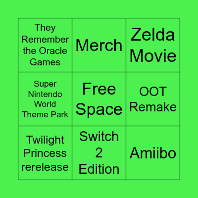 Zelda Direct Bingo Card