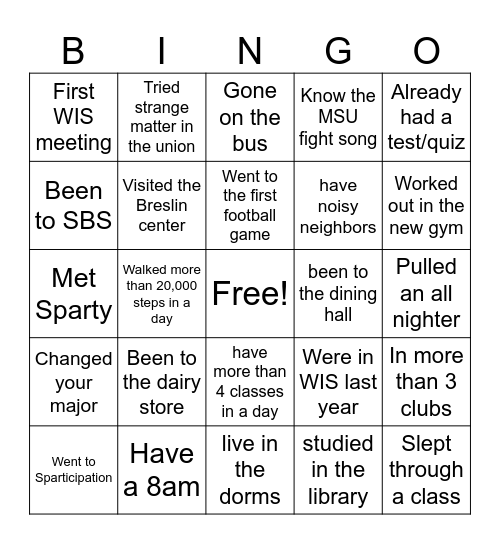 Women In STEM BINGO Card