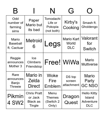 9/9 Direct Bingo Card