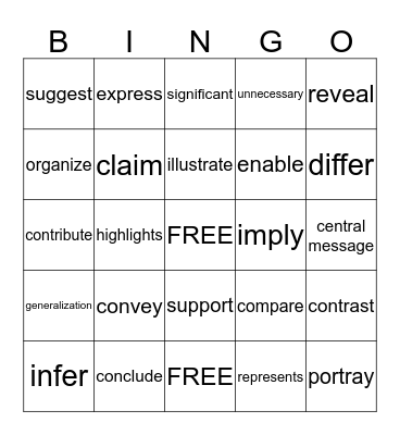 STAAR VOCABULARY Bingo Card