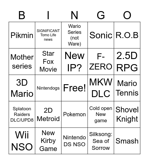 DIRECT BINGO BABYYYY Bingo Card